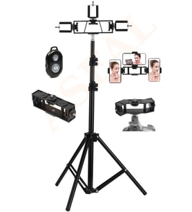 Bluetooth Kumandalı 210 cm Tripod, 3 Adet Telefon ve Kamera Tutucu Set
