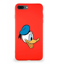 Apple iPhone 8 Plus Soft Premier Kapak Donald Duck-F Tasarımlı Silikon Kılıf - Kırmızı (Şeffaf)