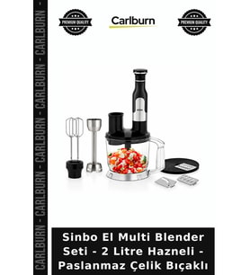 Özel Üretim Pratik Doğrayıcı Sinbo El Multi Blender Seti - 2 Litre Hazneli - Paslanmaz Çelik Bıçaklı