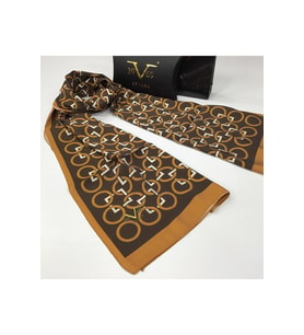 Geometrik Desen Modal Seri Şal Eşarp Askısı ile Birlikte 75x200 cm Kahverengi Ta