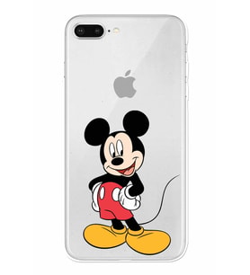 Apple iPhone 8 Plus Uyumlu Kamera Korumalı Tıpalı Kapak Mickey Mouse TasarımlıŞeffaf Kılıf