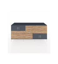 Kronos Konsol 3 Raflı 7 Çekmeceli 4 Kapaklı 220x59x99 Antrasit-Antrasit/Çam