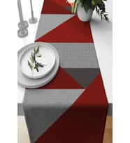 Kırmızı Geometrik Desenli Premium Masa Örtüsü Runner RNR605