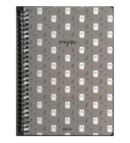 PAPİRÜS MİYAV/HAV HAV MIX SERT KAPAK SPİRALLİ 14X19 120YP. KARELİ DEFTER - TEKLİ
