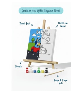 Bluey Araba Macerası Şövaleli Boya Seti 20x20