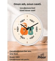 İsme Özel Koala ve Tembel Hayvan Çocuk Odası Duvar Saati Orta Boy 30 cm Beyaz Camlı Sessiz