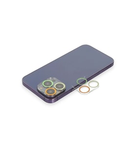 Newface Apple iPhone 13 Pro Max Renkli Kamera Lens Koruma Cam - Sarı-Turuncu