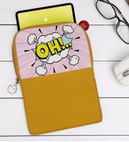 BK Gift Pop Art Tasarımlı Taşınabilir Koruyucu Tablet Kılıfı & Organizer Çanta - Sarı-1