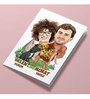 Kişiye Özel Sevimli Kabile Çiftleri Karikatürlü Tebrik Kartı