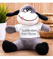 Eşeklik Ettim Özür Dilerim Tişörtlü Peluş Eşek 24cm Özür Hediyesi Oyuncak Peluş