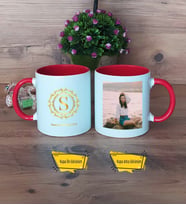 Gold Baş Harf Kupa Bardak Kırmızı Fotoğraflı Doğum Günü Hediyesi