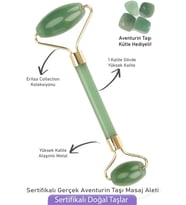 Sertifikalı Gold Aventurin Taşı Yüz Masaj Aleti - Kütle Hediyeli (Çok Renkli)