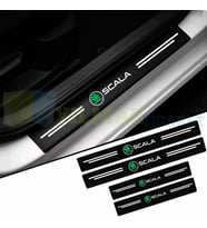 Skoda Scala Logo Karbon Kapı Eşiği Koruma Araba Etiket Oto Sticker Yapıştırma 4 Parça