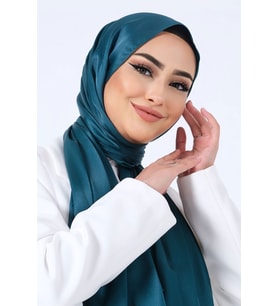 Petrol Harem Scarf Kristal Saten Şal