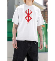 Berserk Logo Baskılı Unisex Tişört, Oversize Anime Dizi Baskılı Tişört