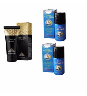 1 AD TİTANJEL GOLD PENİS BAKIM JELİ +2 KUTU VİGA GECİKTİRİCİ SPREY SETİ - ÜCRETSİZ VE GİZLİ KARGO
