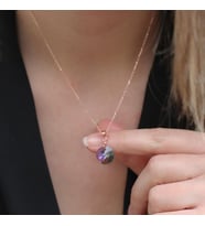 Yuvarlak Mistik Topaz Taşlı Rose Gold Kaplama Gümüş Kolye