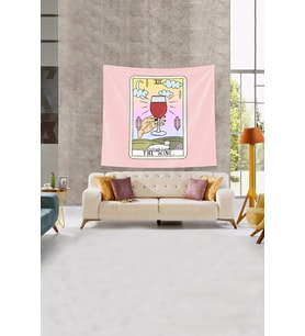 Pembe Wine Şarap Tarot Kartı Leke Tutmaz Kadife Kumaş Duvar Örtüsü Duvar Halısı Tapestry