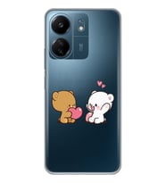 Xiaomi Redmi 13C Uyumlu Kalpli Ayıcıklar Tasarımlı Şeffaf Telefon Kılıfı
