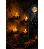 Cadılar Bayramı Temalı El Şeklinde Duvar Mumluğu 4’lü Set – Halloween Dekoratif Mumluk