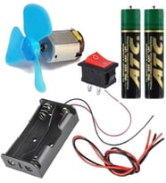 Deney Seti 1 Paket Pervane Dc Motor Anahtar Pil Yatağı İletken Kablo Pil Okul Sınıf Deney Malzemesi