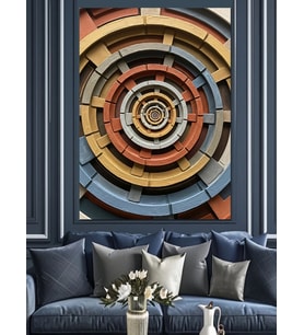 Modern Geometrik Daireler Ve Mimari Dekoratif Kanvas - Mdf Ahşap Tablo