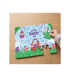 Mutlu Paskalya Tasarımlı 24 Parça Ahşap Çocuk Puzzle
