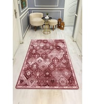 Parlak Kadife Kumaş VINTAGE Dijital Baskı Dot Kaymaz Tabanlı Halı H1063