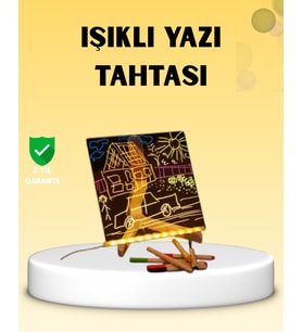 Led Işıklı Akrilik Yazı Tahtası Renkli Kalem Setiyle
