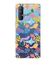 Oppo Reno 3 Pro  ile Uyumlu 1mm Kapak Memphis Desen Tasarımlı Şeffaf Silikon Kılıf