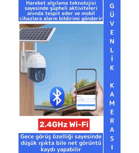 Dış Mekan Ofis İş Yeri Mobil Bildirim Hareket Algı 2.4GHz Wi-Fi Güneş Enerjili Şık Güvenlik Kamerası