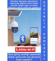 Dış Mekan Ofis İş Yeri Mobil Bildirim Hareket Algı 2.4GHz Wi-Fi Güneş Enerjili Şık Güvenlik Kamerası