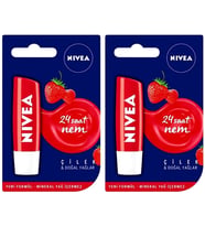 Nivea Lip Care Çilekli Dudak Nemlendirici Lipstick 5.5 ML x 2