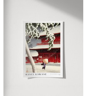 Çerçevesiz Poster Hasui Kawase Shiba'daki Het Zojo Heiligdom