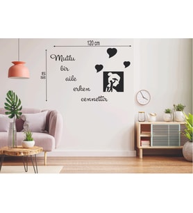 Leylaser  120*80 cm  Mutlu Bir Aile Erken Cennettir Ahşap Duvar Yazısı