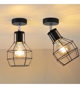 Rsylight Metal Retro Siyah Tavan Plofyoner 180 Derece Hareketli Modern Spor Avize Çap:15 cm
