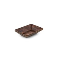 Tria Rölyefli Kestane Köşeli Kahverengi Kayık Tabak 12.5x17 cm