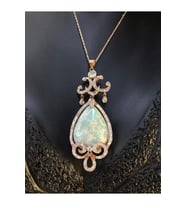 Damla Kesim Amazonit Taşlı Vintage Model Roze Renk Gümüş Kolye