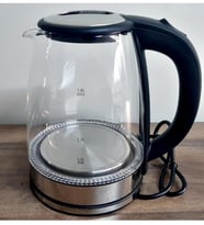 Crwn 1500W Cam Kettle Elektrikli Su Isıtıcı 1.8L LED Aydınlatmalı Paslanmaz Çelik