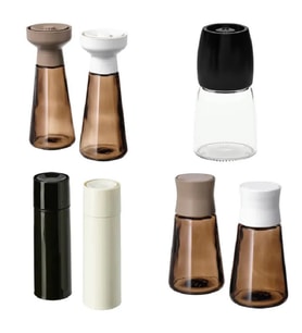 IKEA 2 adet 12 cm tuzluk-biberlik,  2 adet 19 cm, 12,5 cm ve  14 cm baharat öğütücü 7li set