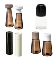 IKEA 2 adet 12 cm tuzluk-biberlik,  2 adet 19 cm, 12,5 cm ve  14 cm baharat öğütücü 7li set