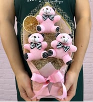 Büyük Boy Pembe Ayıcıklar Buketi - Premium Ayıcık Buketi - Peluş Ayıcık Buketi (Model 2)