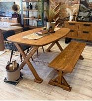 Ntconcept Nova Ahşap Masa Takımı Banklı Sandalyeli (85x150cm-150cm,bank+2sandalye) (Ceviz Rengi)