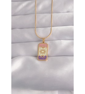316L Çelik Gold Renk Karışık Mineli Ay Figür Tarot Kolye - TJ-BKO9032