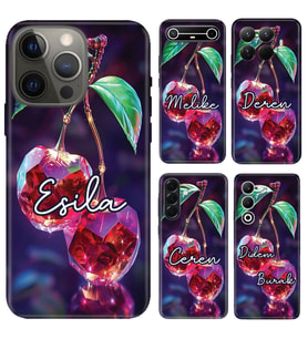 Samsung Galaxy A10 A20S M31 A31 A21S A30 A32 A33 A34 A50 A70 A71 Kılıf YeniSeri Kişiye Özel İsim Yazılı Silikon Kapak Kristal Kiraz