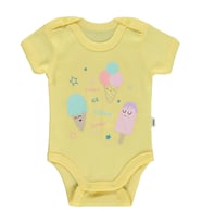 Civil Baby Dondurma Baskılı 1-36 Ay Çıtçıtlı Badi - Ekru (Açık Sarı)
