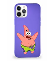 Apple iPhone 12 Pro Max Soft Premier Kapak Patrick Yıldız Tasarımlı Silikon Kılıf - Mor (Şeffaf)