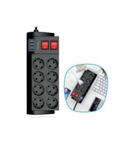 İşığa ve ısıya dayanıklı, 8’li priz ve 3 USB’li uzatma kablosu