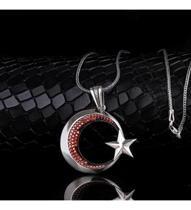 925 AYAR GÜMÜŞ MİKRO TAŞLI AYYILDIZ MODEL KOLYE