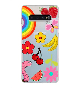 PrintiFy Samsung Galaxy S10 Plus ile Uyumlu 1mm Slim Fit Water Color 5 Baskılı Şeffaf  Kılıf